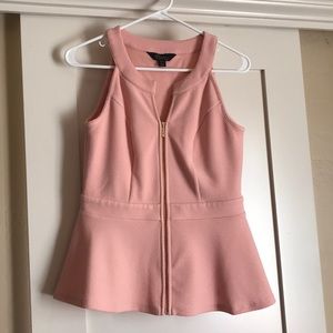 Pink peplum top with zipper